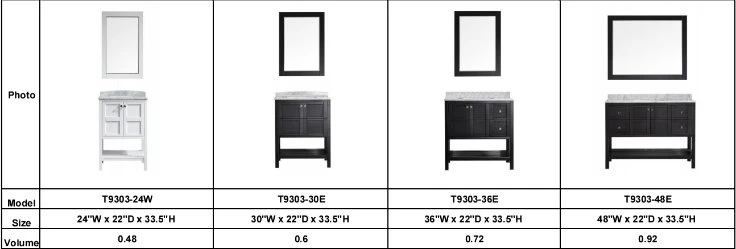 China Floor Mounted Double Sinks Freestanding Bathroom Vanity T9303-30W