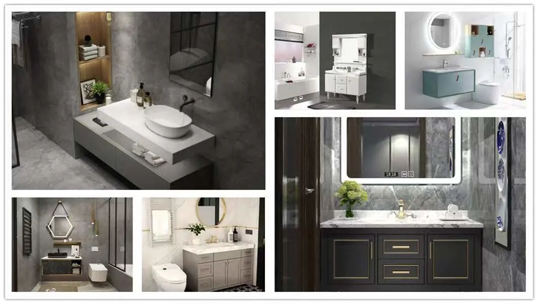 European Style Bathroom Furniture Floor Mounted Bathroom Cabinet Sink PVC Bathroom Vanity for Hotel