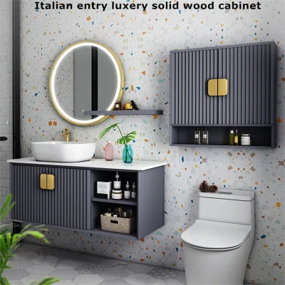 Foshan Fatong Foshan Factory Bagno Vanity Mobile da bagno moderno montato a pavimento Vanity Superficie solida moderna di lusso unica