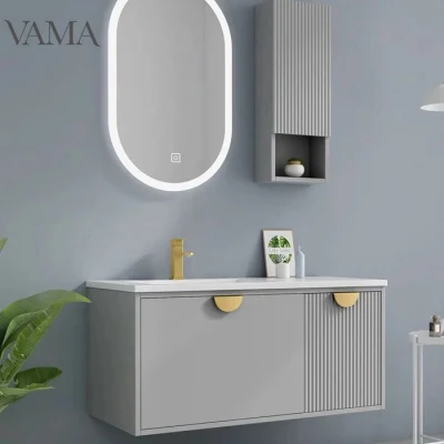 Vama, nuovo design per la casa, lavabo singolo galleggiante, resistente all'acqua, mobile da bagno moderno