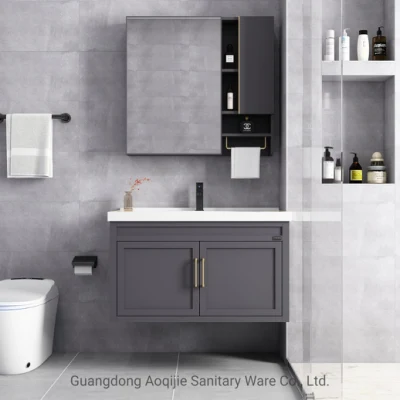 Mobile lavabo da bagno in alluminio a parete e a pavimento, mobile specchio da bagno, mobili lavabo da bagno